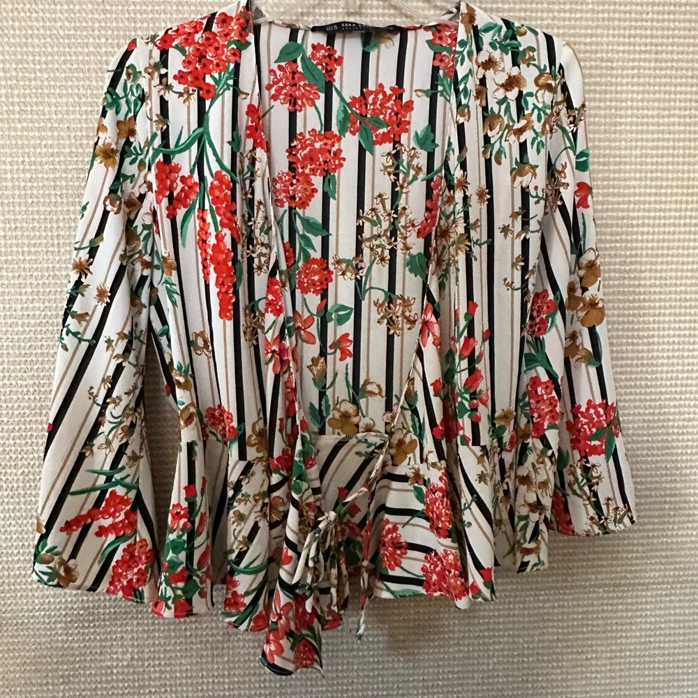 Floral Striped Women's Top by Zara